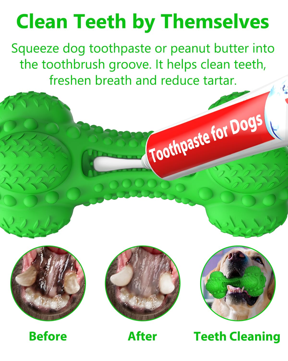 SCHITEC Squeaky Dog Chew Toy for Aggressive Chewers Large Breed, Tough Interactive Teething Rubber Bone for Big Medium Dogs