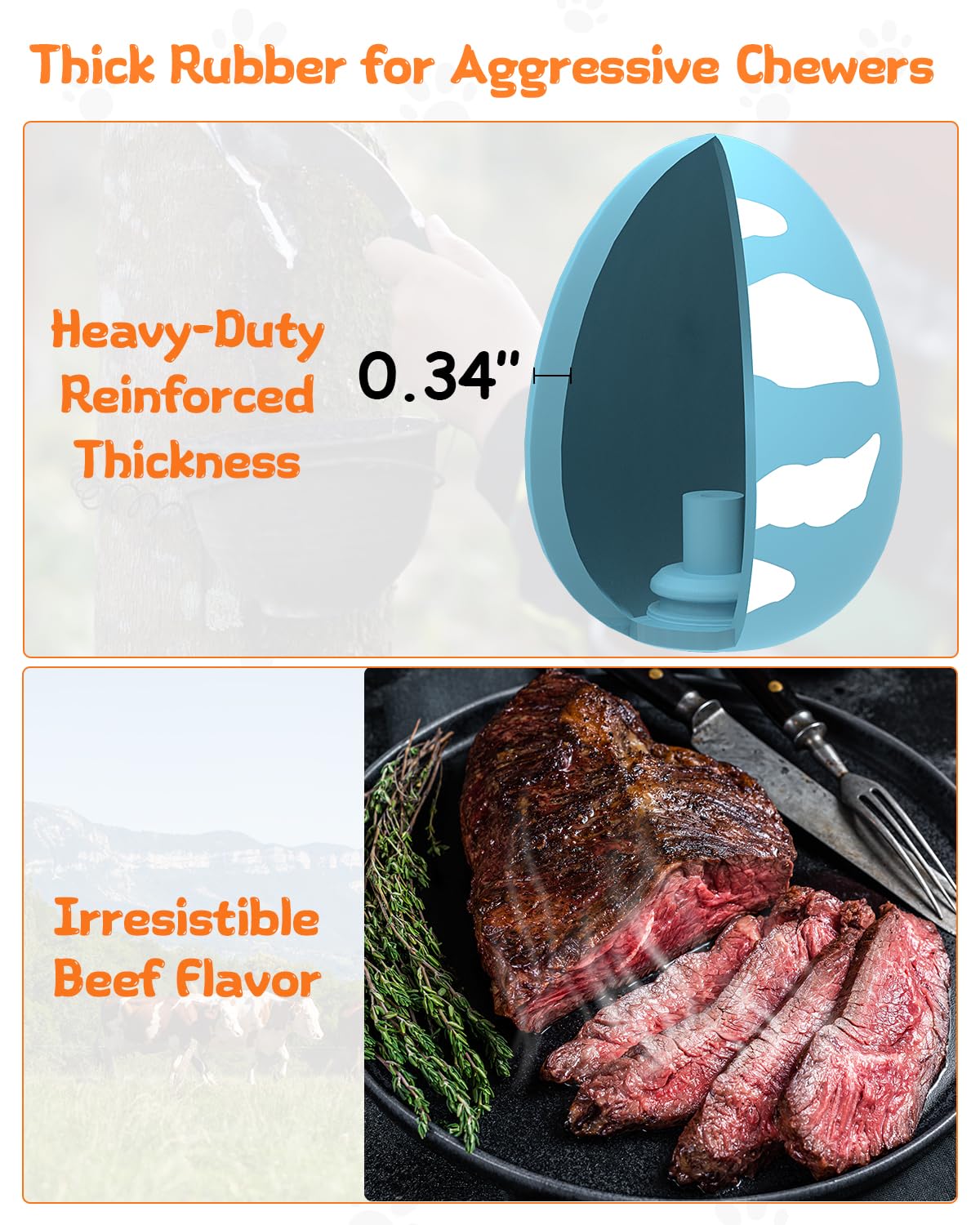 SCHITEC Squeaky Dog Toys for Aggressive Chewers, Tough Rubber Bouncy Balls for Boredom, Durable Pet Chew Toy Ball for Large Medium Breed Dogs (3.4 * 4.5inch)