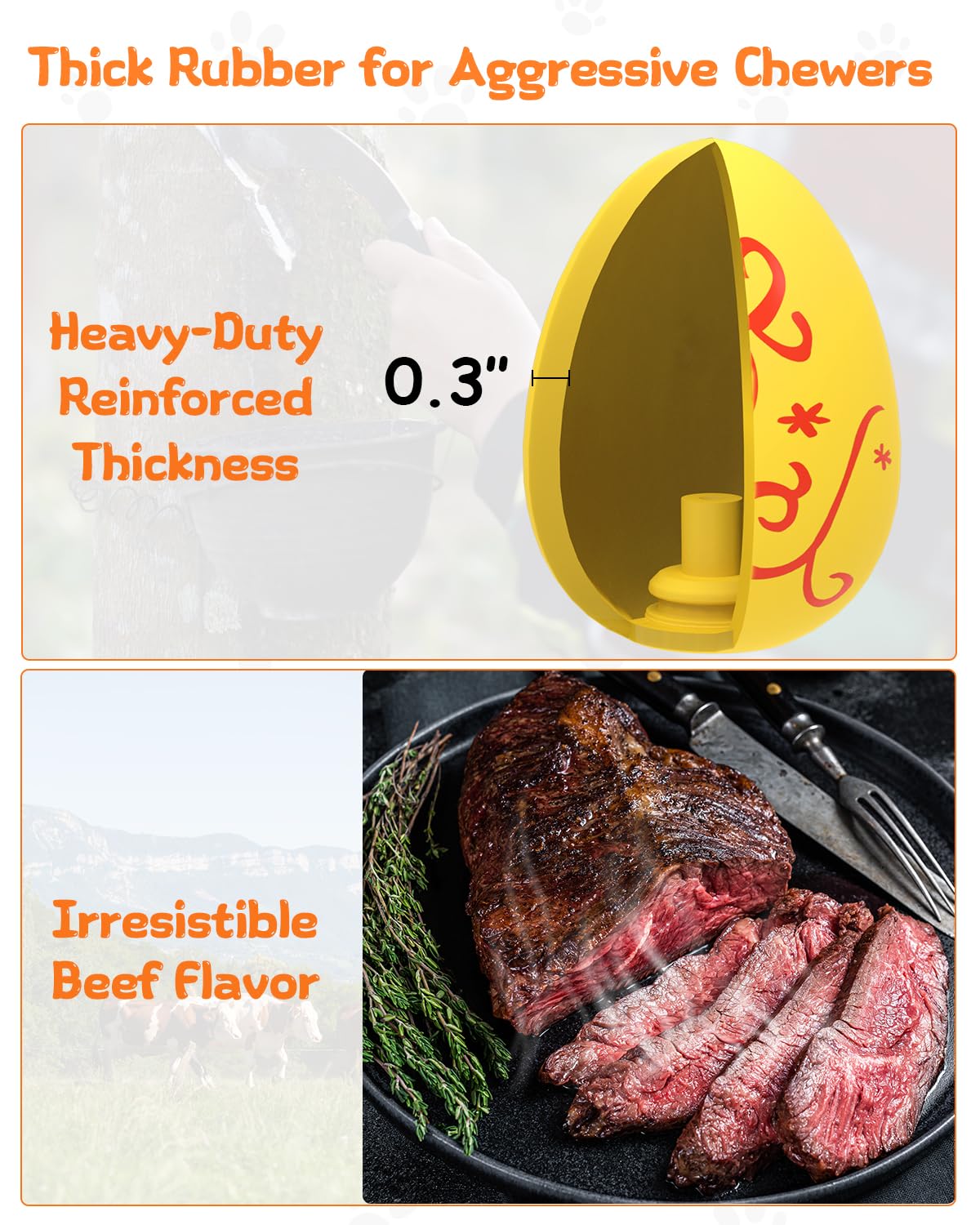 SCHITEC Squeaky Dog Toys for Aggressive Chewers, Tough Rubber Bouncy Balls for Boredom, Durable Pet Chew Toy Ball for Large Medium Breed Dogs (2.8 * 3.7inch)