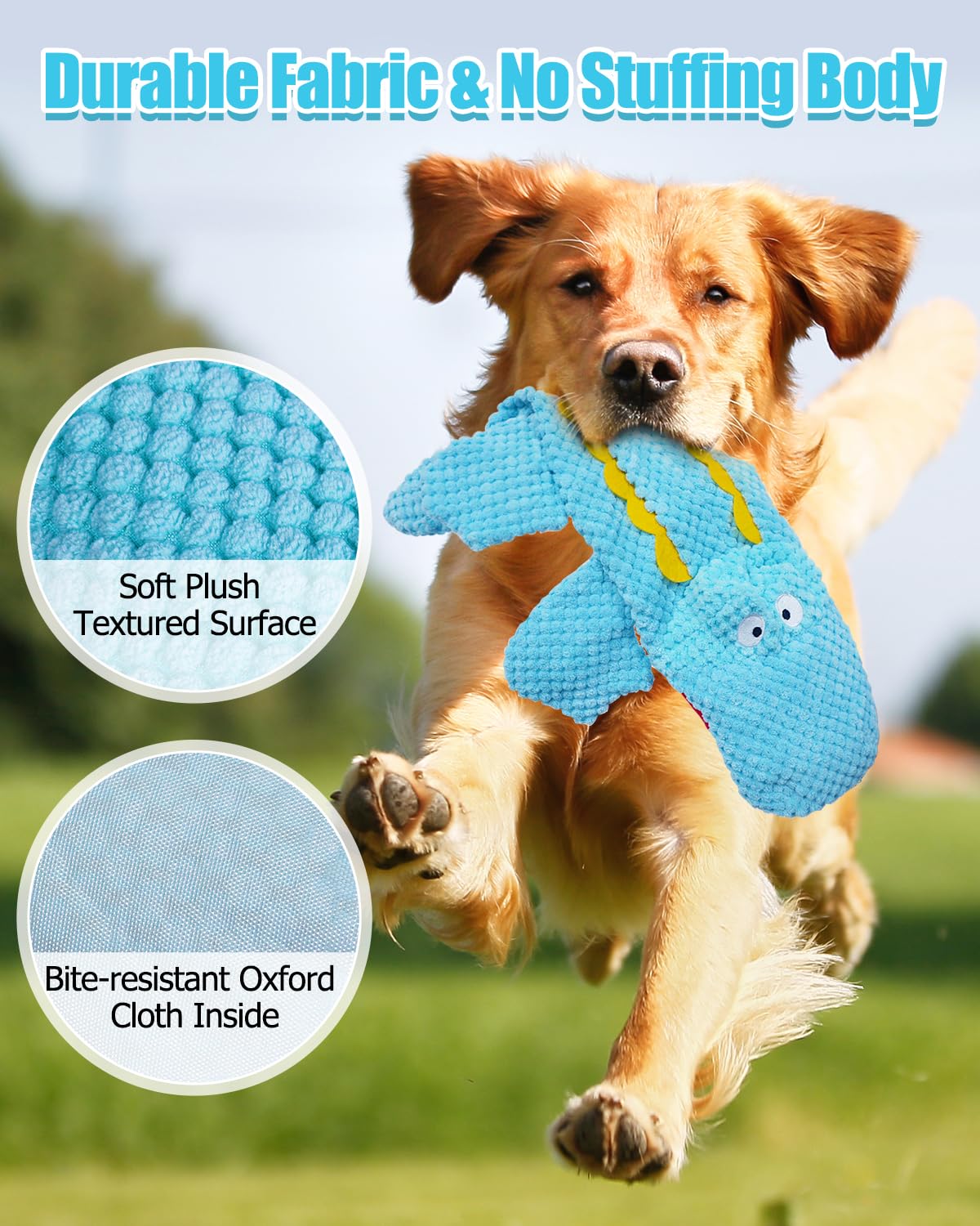 SCHITEC Squeaky Dog Toys, Crinkle Plush Water Bottle Toy with No Stuffing Body, Interactive Squawking Pet Chew Toy for Puppy Small Medium Large Dogs