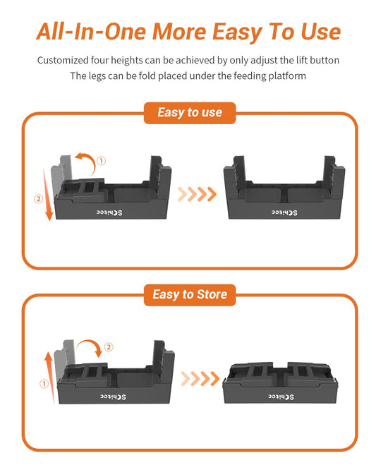 Elevated Dog Bowls, Raised Dog Bowl Stand with Slow Feeder & No Spill Water Bowl, 4 Adjustable Heights for Large Medium and Small Dogs
