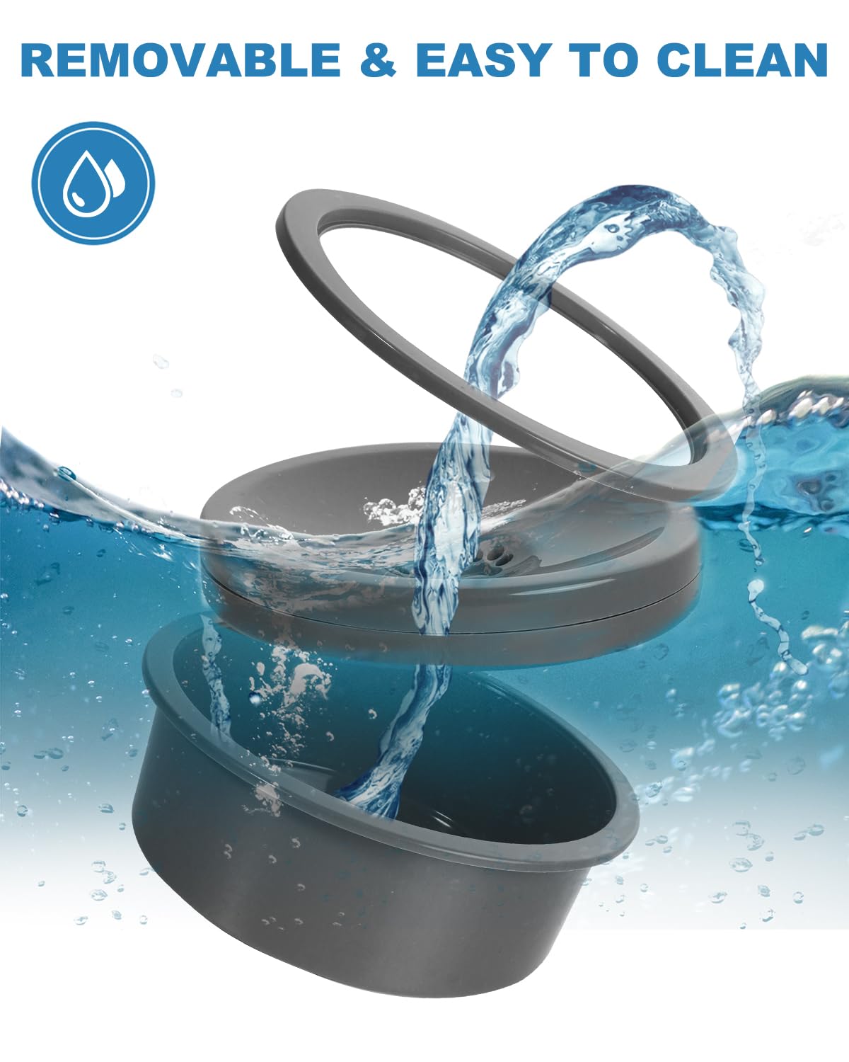 No Spill Dog Water Bowl, Slow Drinking Non Spilling Water Dish, Fits into Elevated Pet Feeder, 30oz Messy Drip Proof Slobber Stopper Water Dispenser for Dogs