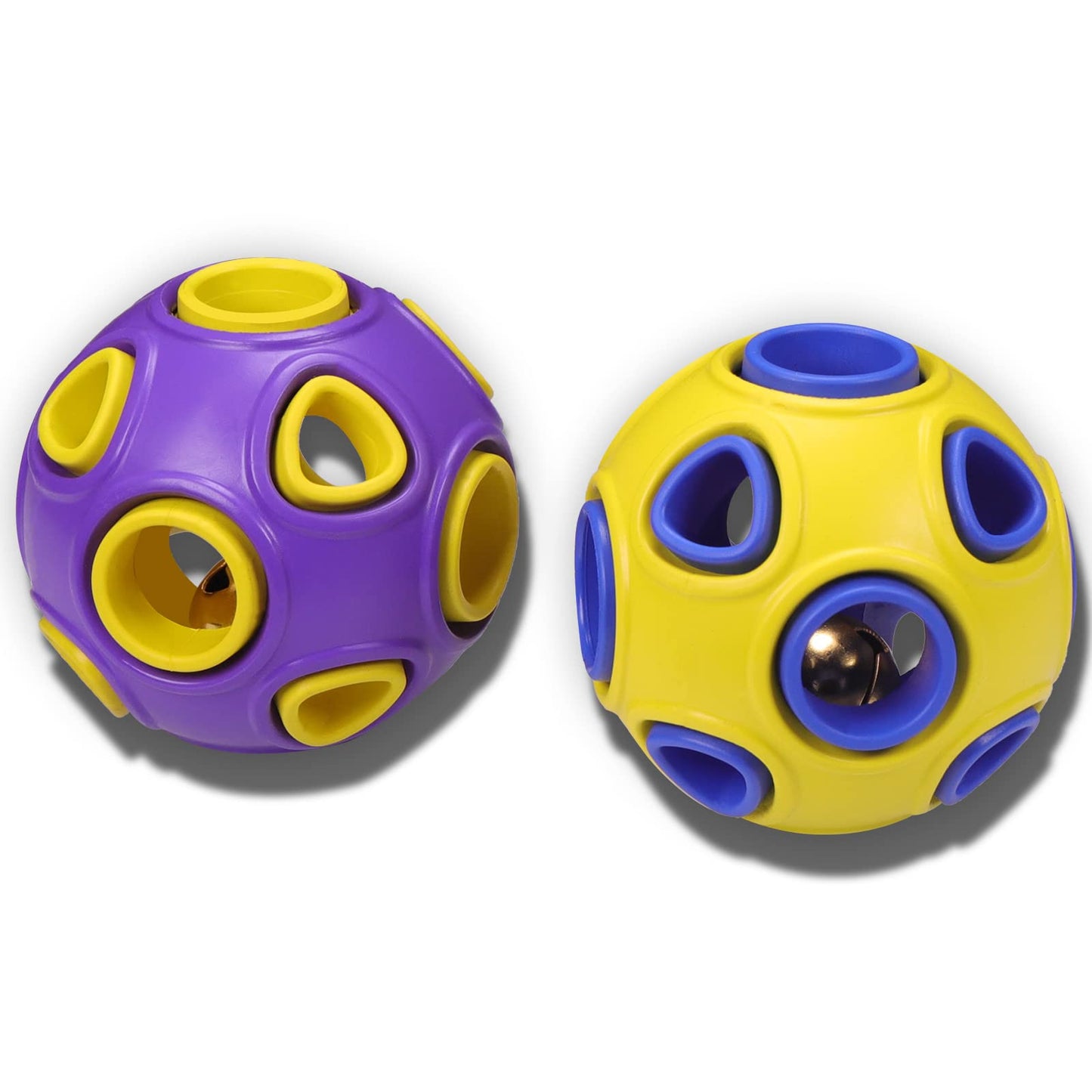 SCHITEC Dog Balls with Bell Sound, [2 Pack] Rubber Bouncy Fetch Ball for Medium Large Dogs, 3” Interactive Pet Chew Toys