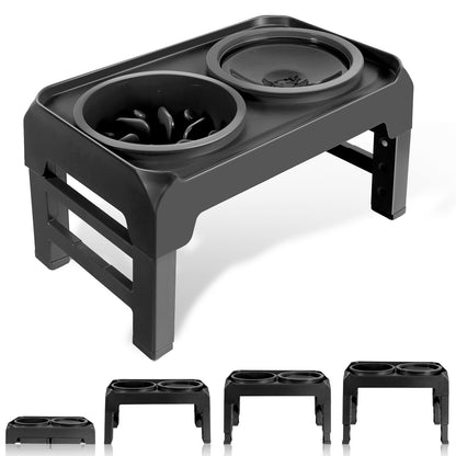 Elevated Dog Bowls, Slow Feeder & No Spill Water Bowl Stand, Raised Food Bowls with 4 Adjustable Heights for Small Medium Large Dogs