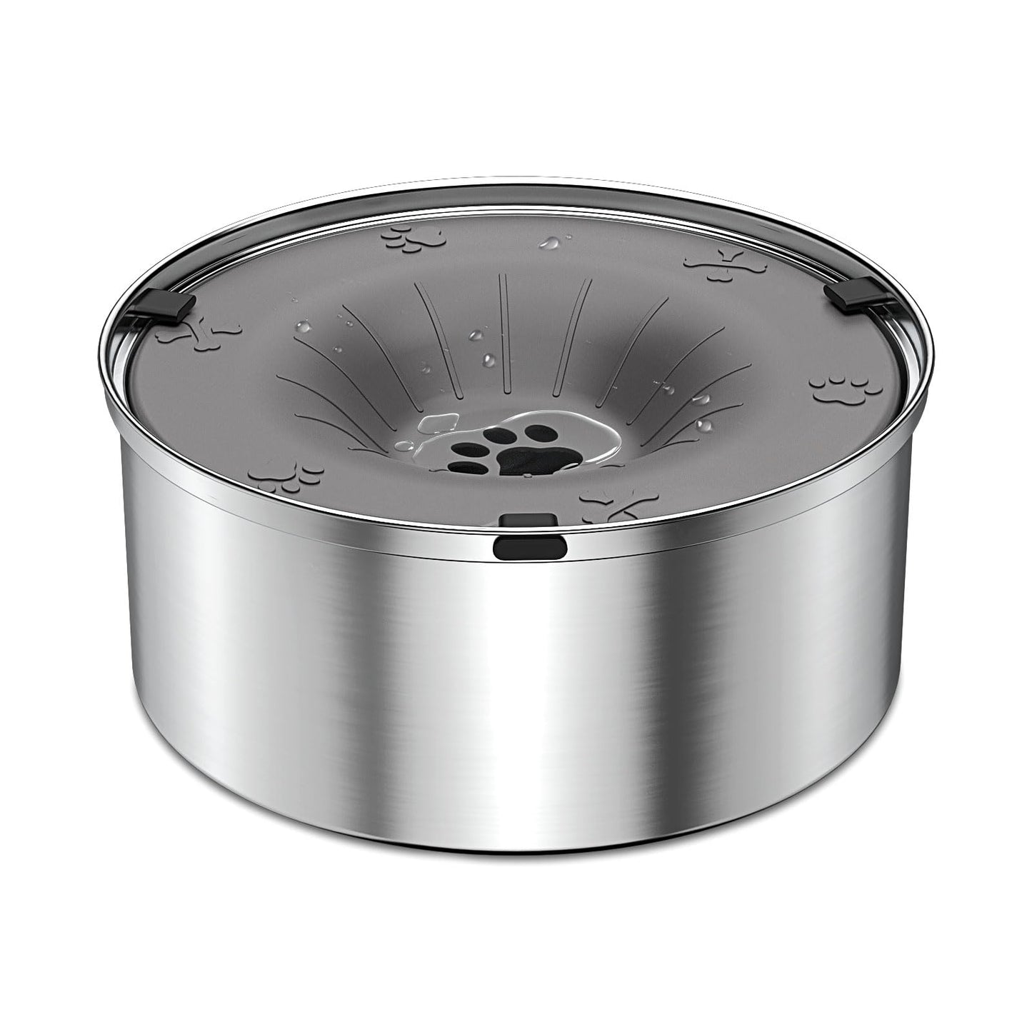 SCHITEC Dog Water Bowl No Spill 3L/0.8 Gallon Slow Drinking Anti-Splash Stainless Steel Dog Bowl with Floating Disk, Spill Proof Pet Travel Water Dispenser for Sloppy Messy Drinkers(Gray)