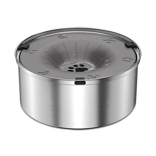 SCHITEC Dog Water Bowl No Spill 3L/0.8 Gallon Slow Drinking Anti-Splash Stainless Steel Dog Bowl with Floating Disk, Spill Proof Pet Travel Water Dispenser for Sloppy Messy Drinkers(Gray)