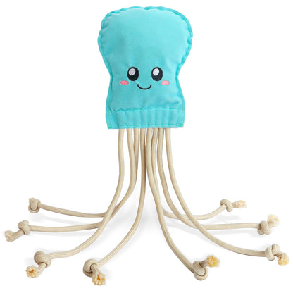 SCHITEC Dog Rope Toys, Plush Crinkle Tug of War Toy for Small Medium Large Dogs, Interactive Octopus Stuffed Chew Toy for Puppy Teething