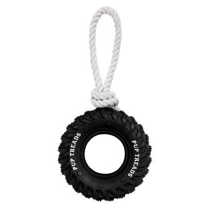 SCHITEC Dog Chew Toy with Rubber Tire & Tug of War Rope for Medium Large Dogs Aggressive Chewers, Interactive Fetch Play Treat Dispenser Pull Toys