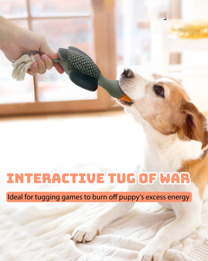 SCHITEC Squeaky Rope Dog Toys, Latex Rubber Squeak Duck Tug of War Toy, Interactive Play Puppy Stuffed Chew Toy for Small Medium Dogs