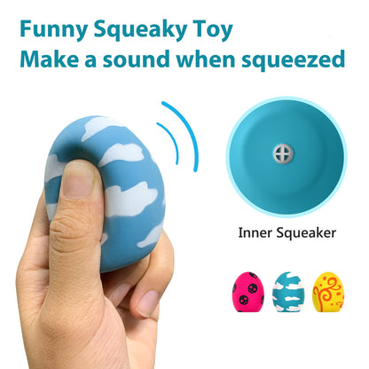 Dog Squeaky Toy, Latex Bouncy Egg Balls with Squeaker for Puppy Small Pet Dogs, Soft Rubber Sound Toys for Interactive Fetch Play