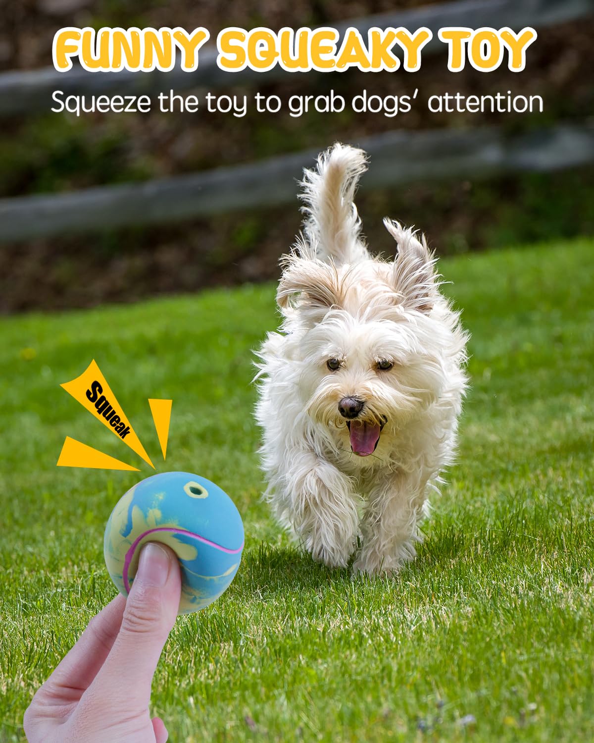 SCHITEC Dog Squeaky Toy Balls, Puppy Tennis Balls for Fetch Play, Interactive Latex Squeak Pet Toy for Puppies Mini Breed Small Dogs