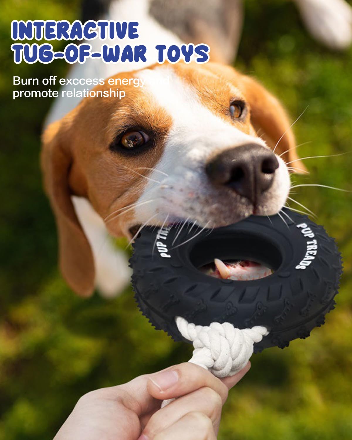 SCHITEC Dog Chew Toy with Rubber Tire & Tug of War Rope for Medium Large Dogs Aggressive Chewers, Interactive Fetch Play Treat Dispenser Pull Toys