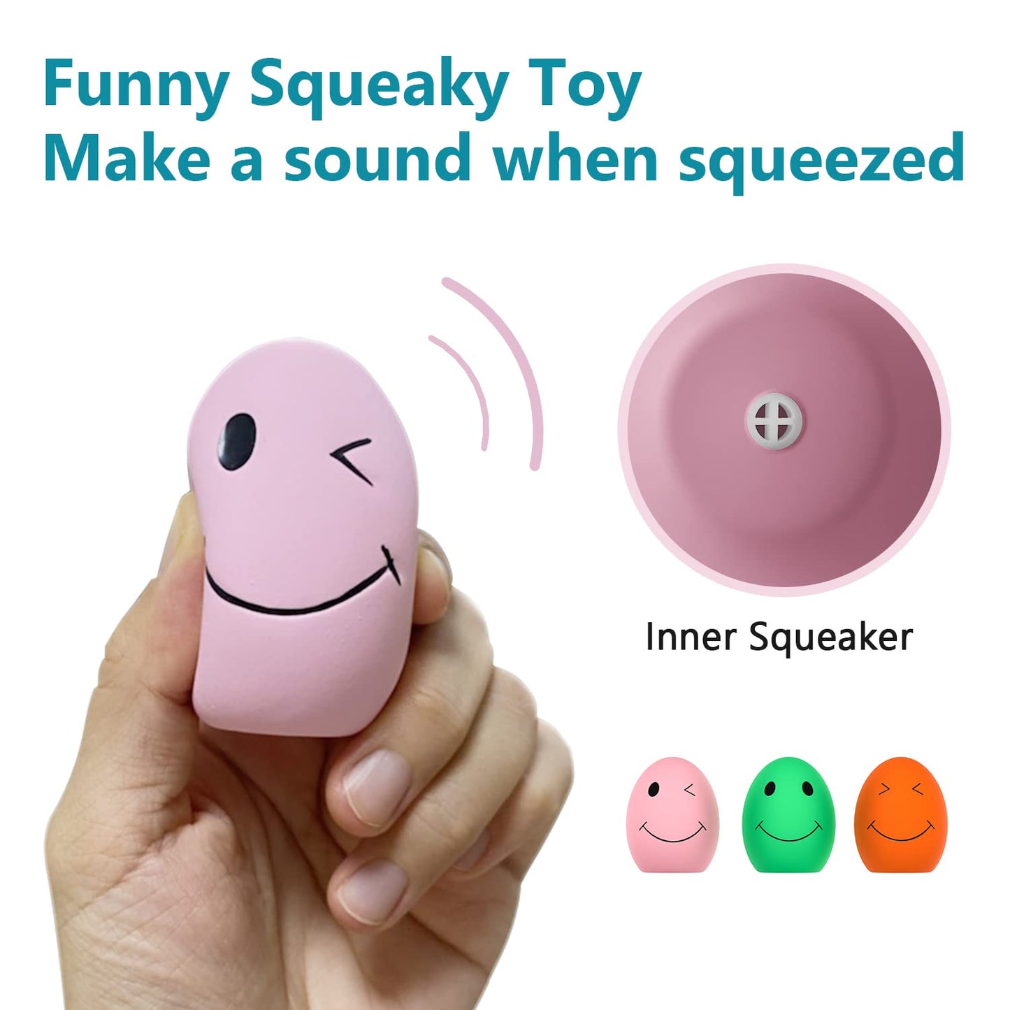 Dog Squeaky Toy, Latex Bouncy Egg Balls with Squeaker for Puppy Small Pet Dogs, Soft Rubber Sound Toys for Interactive Fetch Play