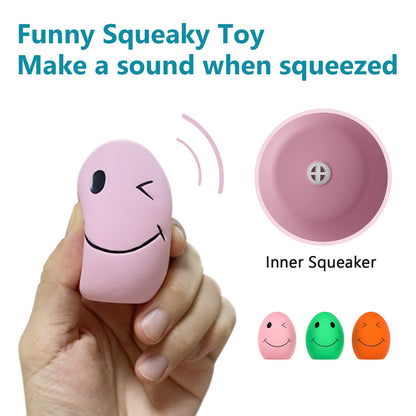 Dog Squeaky Toy, Latex Bouncy Egg Balls with Squeaker for Puppy Small Pet Dogs, Soft Rubber Sound Toys for Interactive Fetch Play