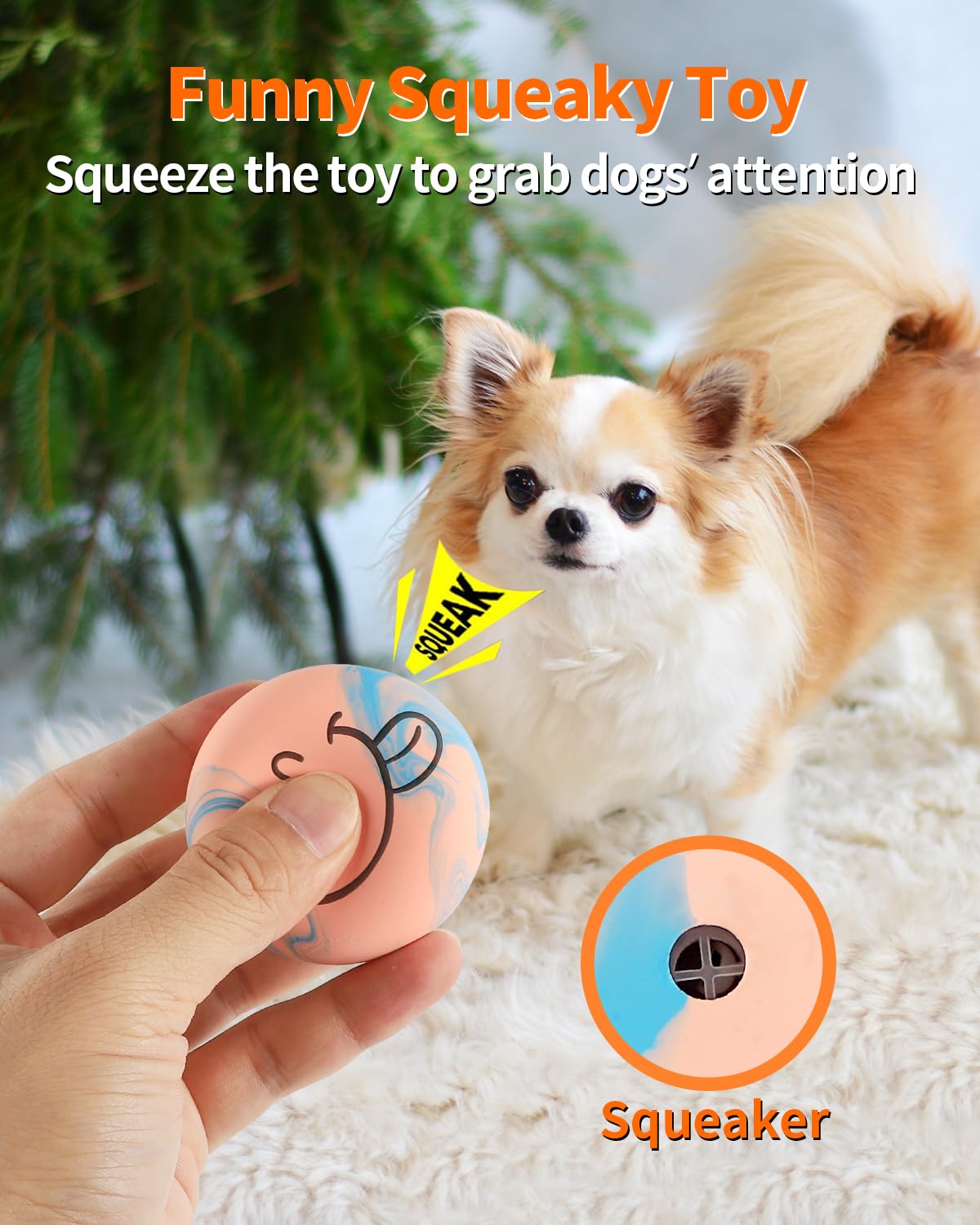 Squeaky Dog Toys, [6 Pack] Interactive Latex Rubber Squeak Ball Toy, Soft Fetch Play Balls for Puppy Small Dogs