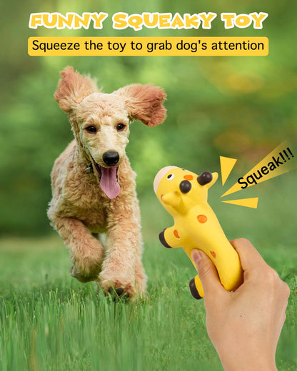 SCHITEC Squeaky Rope Dog Toys, Latex Rubber Squeak Animal Tug of War Toy, [2 Pack] Interactive Play Puppy Chew Toy for Small Medium Dogs