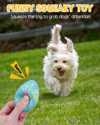 SCHITEC Dog Squeaky Toy Balls, Interactive Squeak Puppy Balls for Fetch Play, Latex Rubber Pet Toy for Puppies Mini Breed Small Dogs