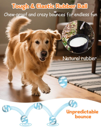 SCHITEC Squeaky Dog Toys for Aggressive Chewers, Tough Rubber Bouncy Balls for Boredom, Durable Pet Chew Toy Ball for Large Medium Breed Dogs (3.4 * 4.5inch)