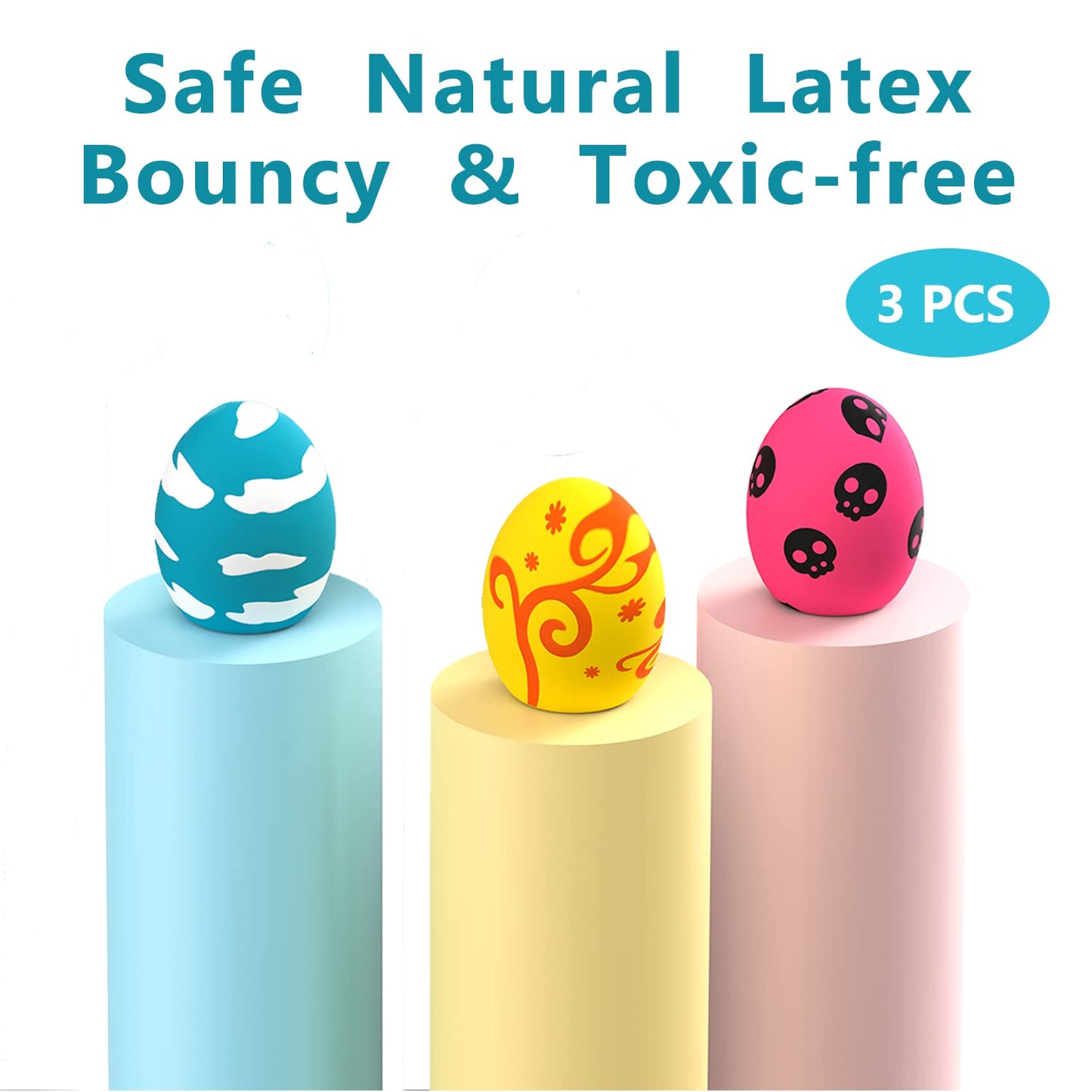 Dog Squeaky Toy, Latex Bouncy Egg Balls with Squeaker for Puppy Small Pet Dogs, Soft Rubber Sound Toys for Interactive Fetch Play