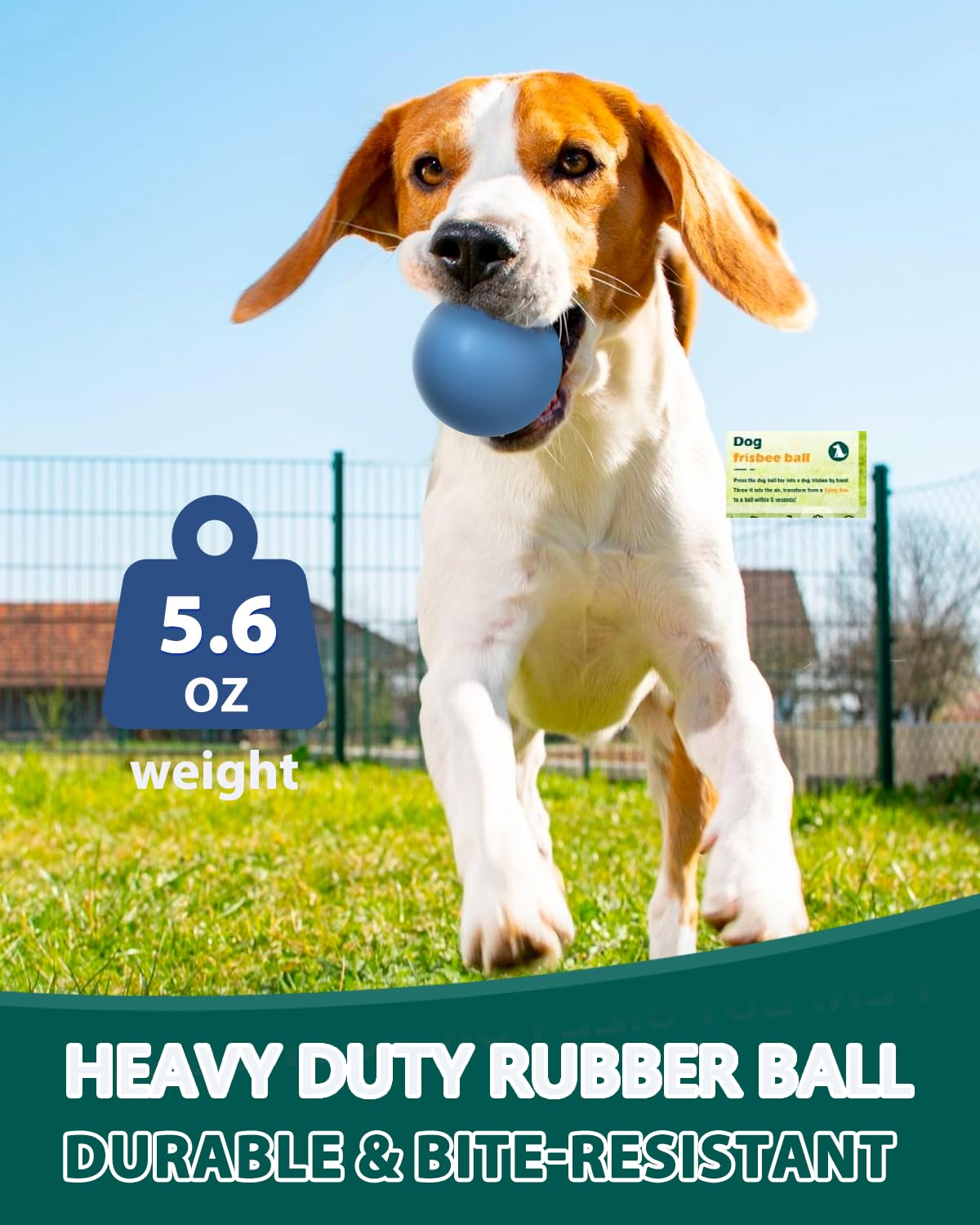 SCHITEC Dog Balls Indestructible, [2 Pack] Solid Rubber Bouncy Fetch Ball for Aggressive Chewers, Durable Chew Toy for Medium Large Dogs