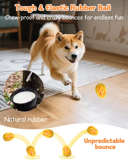 SCHITEC Squeaky Dog Toys for Aggressive Chewers, Tough Rubber Bouncy Balls for Boredom, Durable Pet Chew Toy Ball for Large Medium Breed Dogs (2.8 * 3.7inch)
