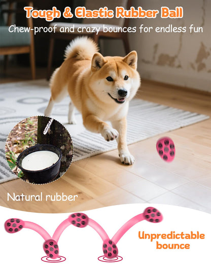 SCHITEC Squeaky Dog Toys for Aggressive Chewers, Tough Rubber Bouncy Balls for Boredom, Durable Pet Chew Toy Ball for Large Medium Breed Dogs (2.8 * 3.7inch)