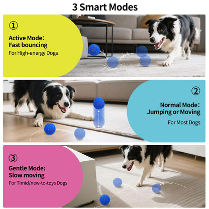 SCHITEC Smart Interactive Dog Toy Ball – Automatic Moving & Bouncing Balls for Large Dogs, Rechargeable Motorized Dog Ball, Stimulating Pet Toy for Active & Bored Medium Large Dogs (Blue)