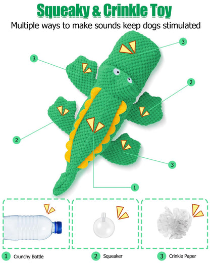 SCHITEC Squeaky Dog Toys, No Stuffing Crinkle Plush Water Bottle Dog Toy, Interactive Squawking Puppy Teething Pet Chew Toy for Small Medium Large Dogs