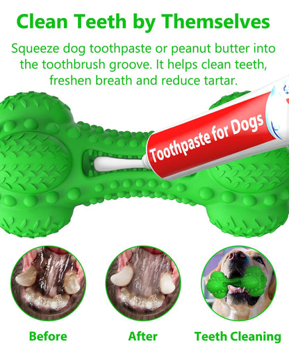SCHITEC Squeaky Dog Chew Toy for Aggressive Chewers Large Breed, Tough Interactive Teething Rubber Bone for Big Medium Dogs