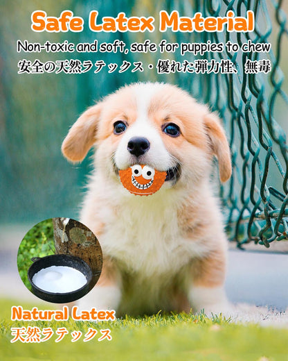 SCHITEC Squeaky Dog Balls, [4 Pack] Cute Interactive Latex Rubber Toys with Squeaker, 2.2'' Soft Bouncy Fetch Ball for Puppy Small Breed Dogs