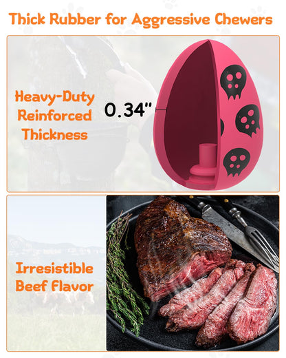 SCHITEC Squeaky Dog Toys for Aggressive Chewers, Tough Rubber Bouncy Balls for Boredom, Durable Pet Chew Toy Ball for Large Medium Breed Dogs (3.4 * 4.5inch)