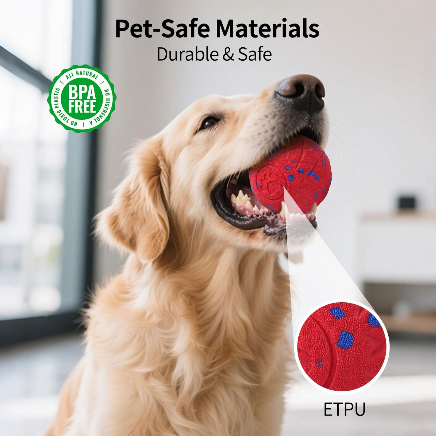 SCHITEC Smart Interactive Dog Toy Ball – Automatic Moving & Bouncing Balls for Large Dogs, Rechargeable Motorized Dog Ball, Stimulating Pet Toy for Active & Bored Medium Large Dogs (Red)