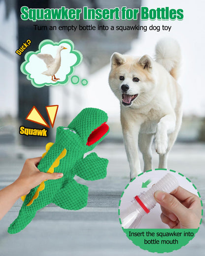 SCHITEC Squeaky Dog Toys, No Stuffing Crinkle Plush Water Bottle Dog Toy, Interactive Squawking Puppy Teething Pet Chew Toy for Small Medium Large Dogs