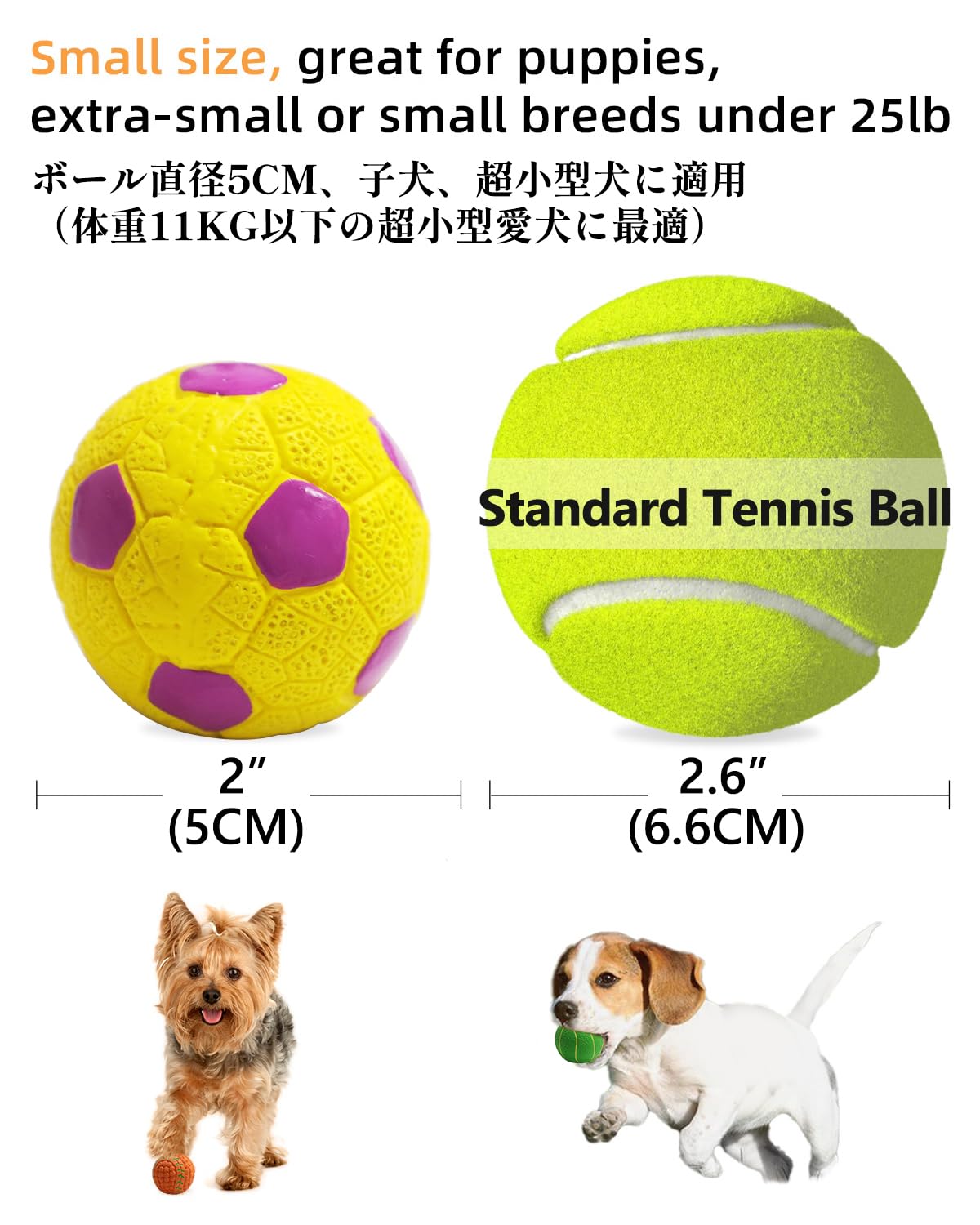 SCHITEC Dog Toys Squeaky, [4 Pack] Interactive Puppy Ball Toy, 2'' Soft Latex Rubber Fetch Play Pet Balls for Mini Breed Small Dogs Puppies