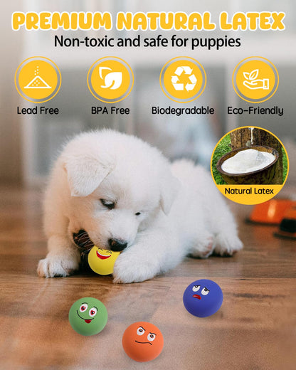 SCHITEC Squeaky Dog Toys, Funny Interactive Puppy Ball Toy, [6 Pack] Latex Rubber Squeak Pet Balls for Puppies Small Breed Dogs