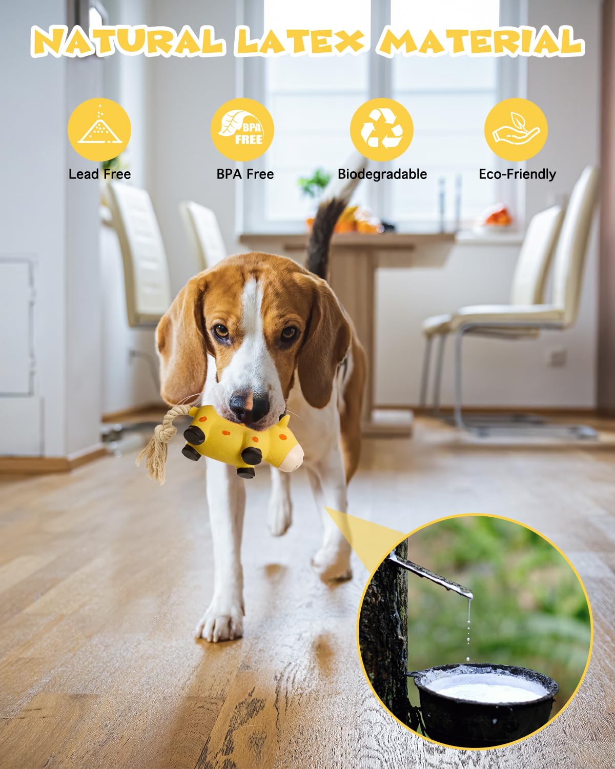 SCHITEC Squeaky Rope Dog Toys, Latex Rubber Squeak Animal Tug of War Toy, [2 Pack] Interactive Play Puppy Chew Toy for Small Medium Dogs