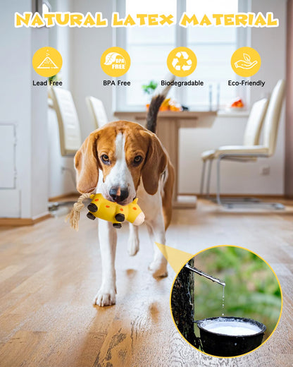 SCHITEC Squeaky Rope Dog Toys, Latex Rubber Squeak Animal Tug of War Toy, [2 Pack] Interactive Play Puppy Chew Toy for Small Medium Dogs