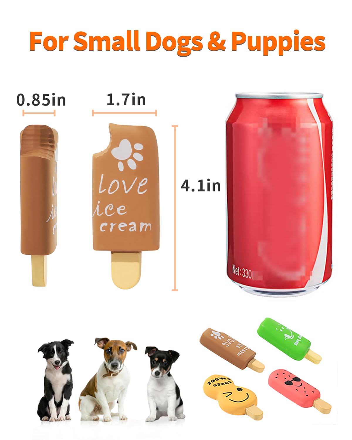 SCHITEC Squeaky Dog Toy, [4 Pack] Natural Latex Rubber Interactive Toys for Small Dogs Puppies