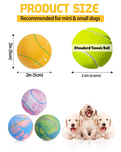 SCHITEC Dog Squeaky Toy Balls, Puppy Tennis Balls for Fetch Play, Interactive Latex Squeak Pet Toy for Puppies Mini Breed Small Dogs