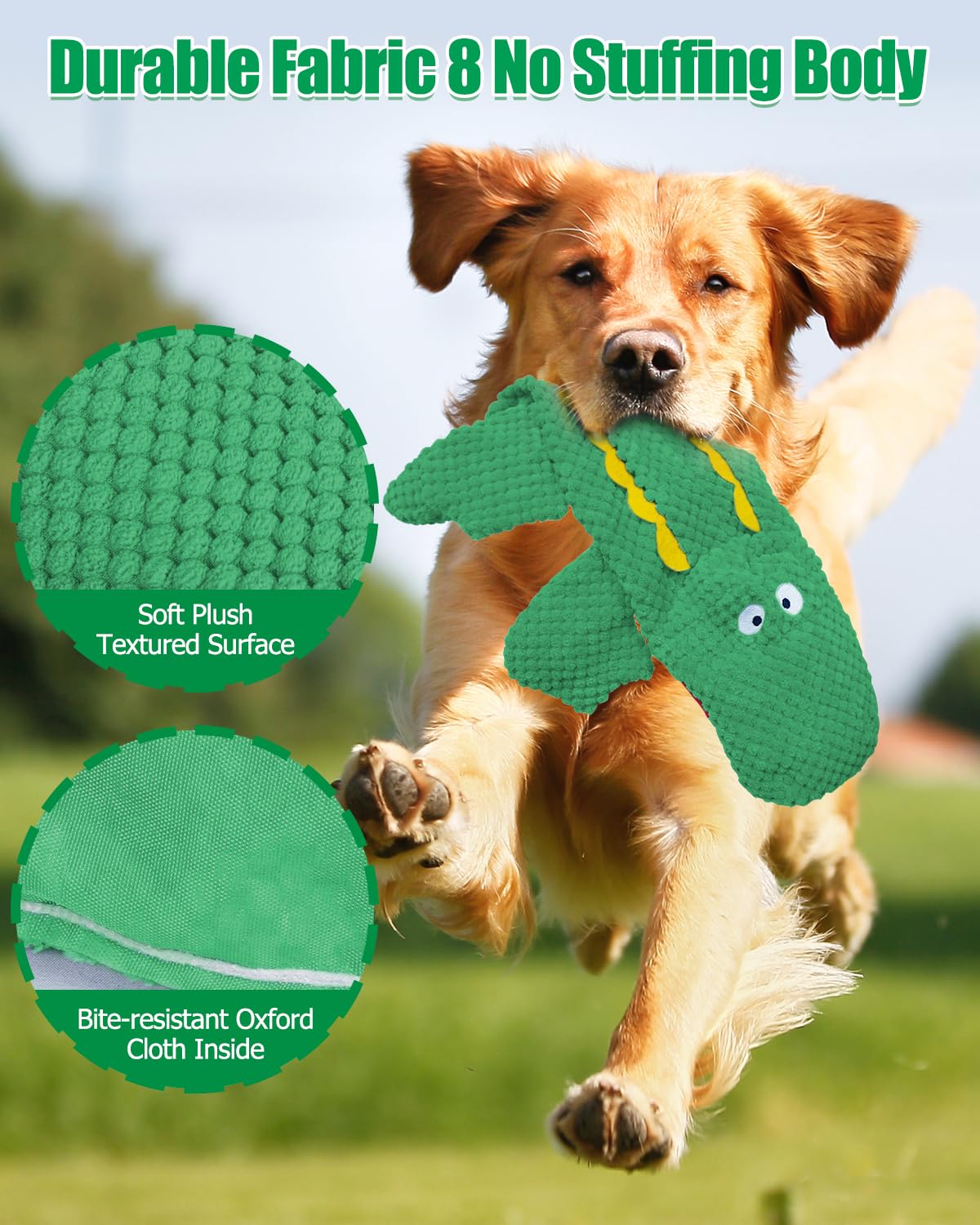 SCHITEC Squeaky Dog Toys, No Stuffing Crinkle Plush Water Bottle Dog Toy, Interactive Squawking Puppy Teething Pet Chew Toy for Small Medium Large Dogs