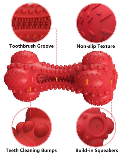 SCHITEC Squeaky Dog Chew Toy for Aggressive Chewers Large Breed, [2 Pack] Tough Interactive Teething Rubber Bone for Big Medium Dogs