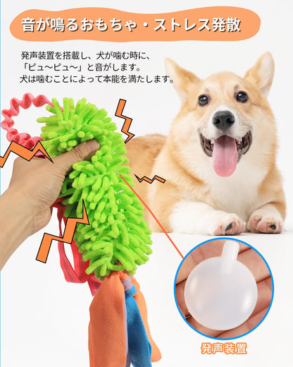 SCHITEC Dog Tug Toy, [2 Pack] Interactive Play Training Bungee Rope, Squeaky Tug of War Exercise Pull Toys for Puppy Small Medium Large Dogs