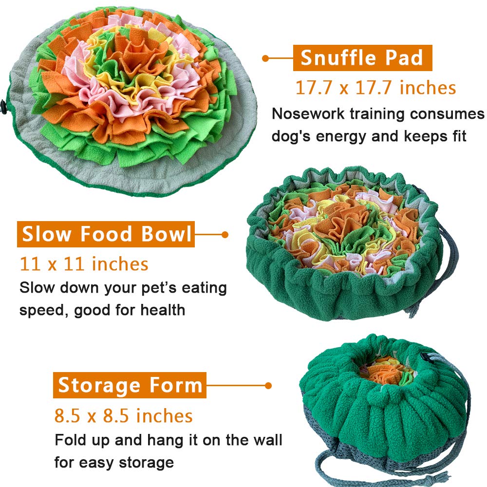 Snuffle Mat for Dogs, Interactive Foraging Puzzle Blanket, Nosework Feeding Bowl Sniffing Pad for Cats Puppies Small Medium Pets