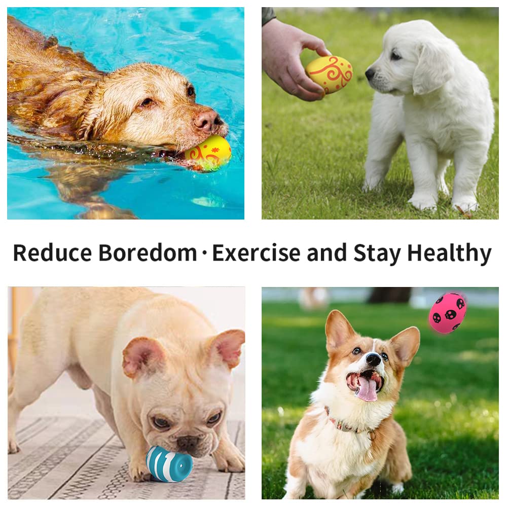 Dog Squeaky Toy, Latex Bouncy Egg Balls with Squeaker for Puppy Small Pet Dogs, Soft Rubber Sound Toys for Interactive Fetch Play