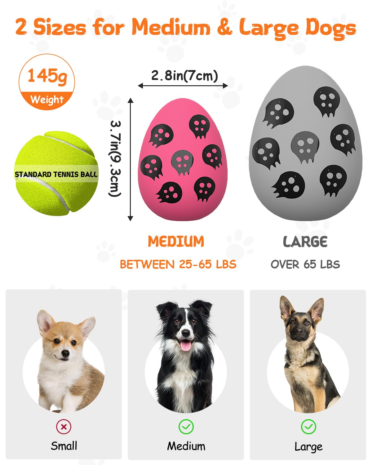 SCHITEC Squeaky Dog Toys for Aggressive Chewers, Tough Rubber Bouncy Balls for Boredom, Durable Pet Chew Toy Ball for Large Medium Breed Dogs (2.8 * 3.7inch)