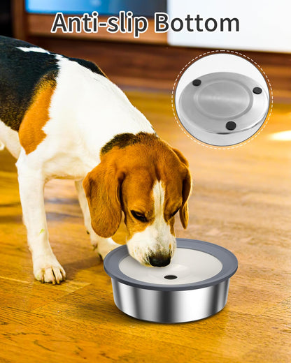 No Spill Dog Water Bowl, 1.5L Stainless Steel Slow Drinking Water Dish Dispenser, Spilling Drip & Splash Proof Slobber Stopper for Dogs Cats Messy Drinkers
