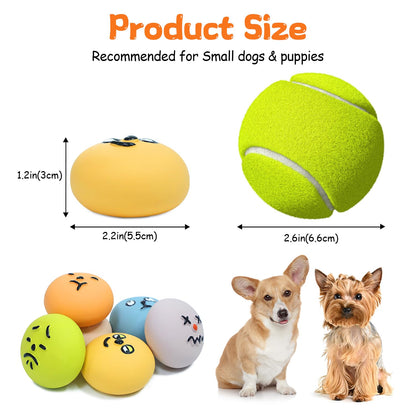 Squeaky Dog Toys for Puppies Small Dogs, [6 Pack] Latex Rubber Interactive Fetch Balls with Squeaker, Funny Puppy Play Ball Toy