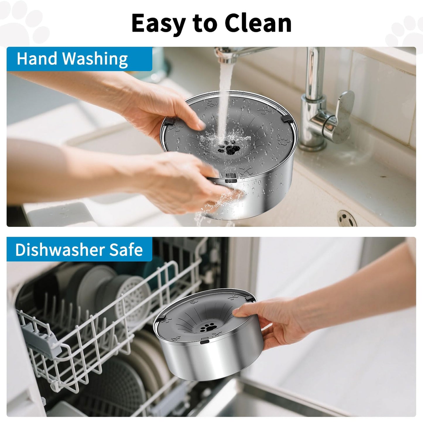 SCHITEC Dog Water Bowl No Spill 3L/0.8 Gallon Slow Drinking Anti-Splash Stainless Steel Dog Bowl with Floating Disk, Spill Proof Pet Travel Water Dispenser for Sloppy Messy Drinkers(Gray)