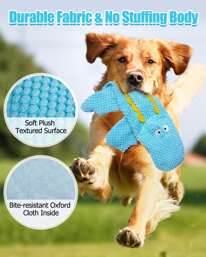 SCHITEC Squeaky Dog Toys, Crinkle Plush Water Bottle Toy with No Stuffing Body, Interactive Squawking Pet Chew Toy for Puppy Small Medium Large Dogs