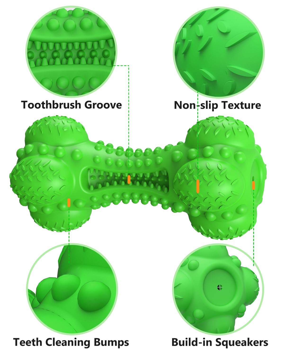 SCHITEC Squeaky Dog Chew Toy for Aggressive Chewers Large Breed, Tough Interactive Teething Rubber Bone for Big Medium Dogs